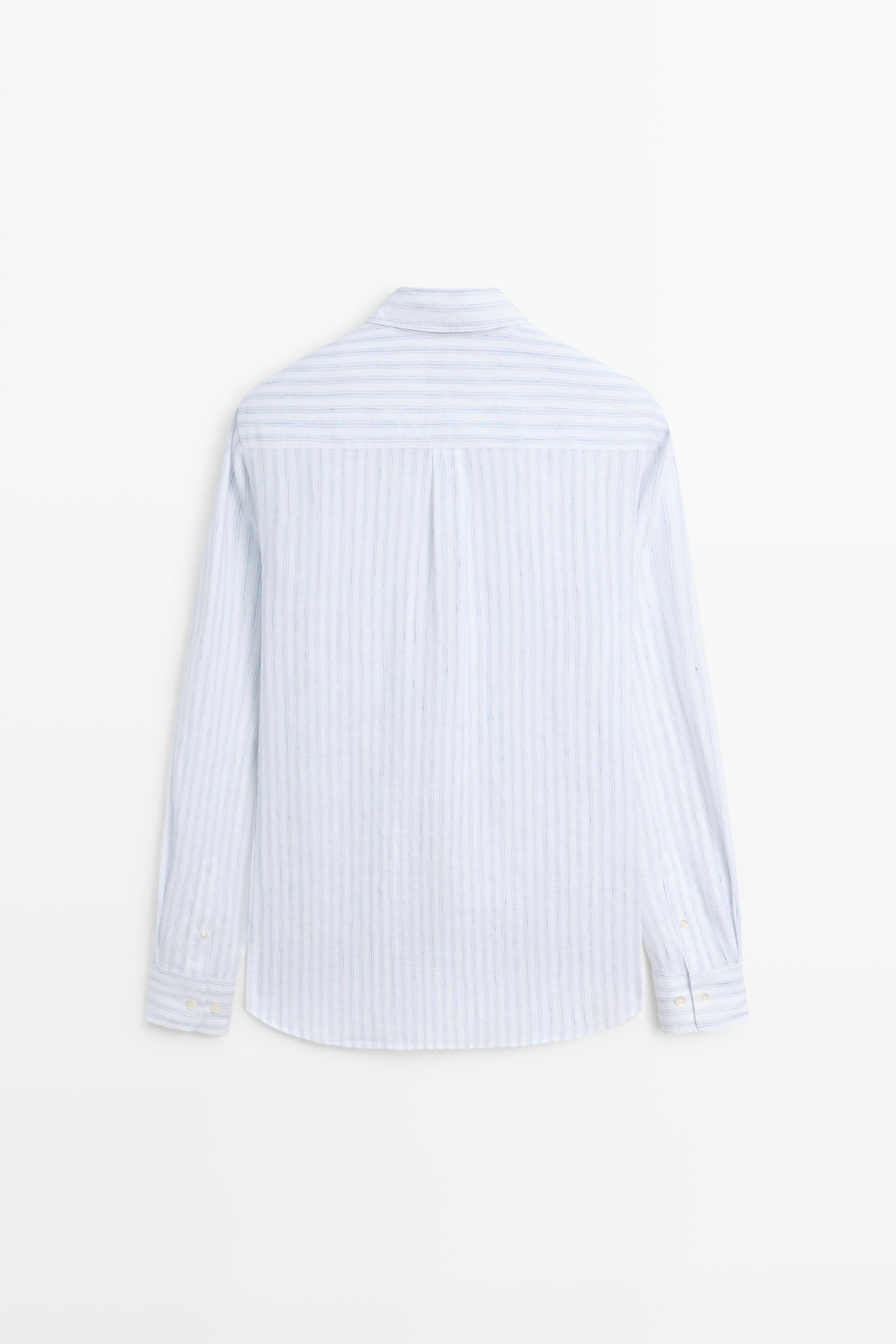 Extra-fine 100% linen striped shirt